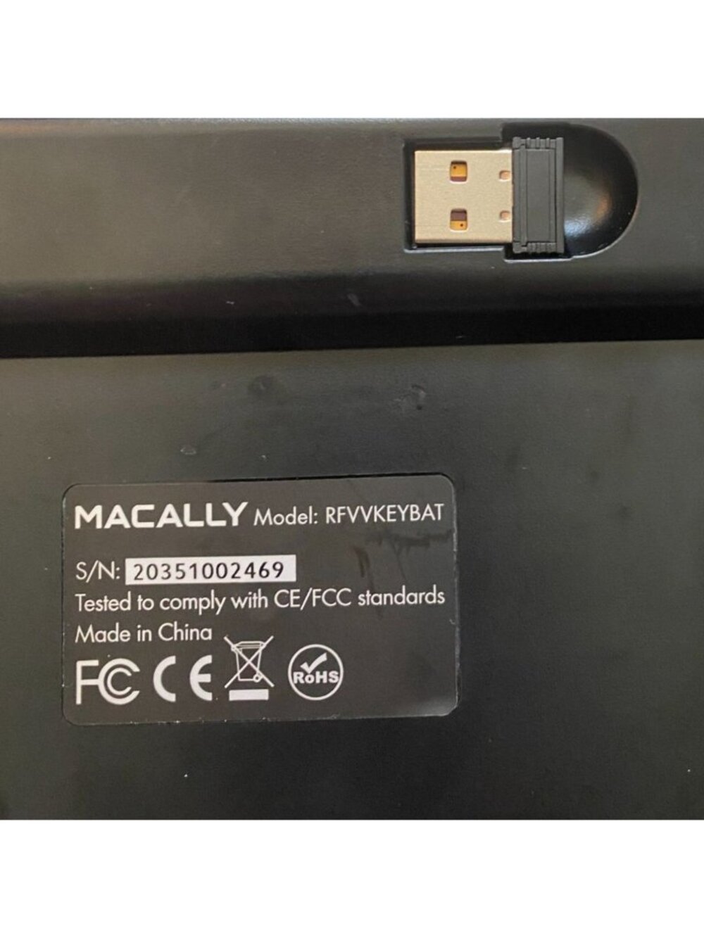 Macally Lightweight Wireless Keyboard-USB RF Dangle Underneath-Black-2.4G-GUC - Picture 8 of 9